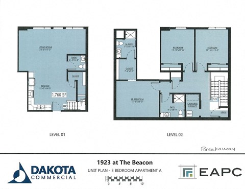 Floor plan for 3 beds, 2.5 baths, 1760 sqft